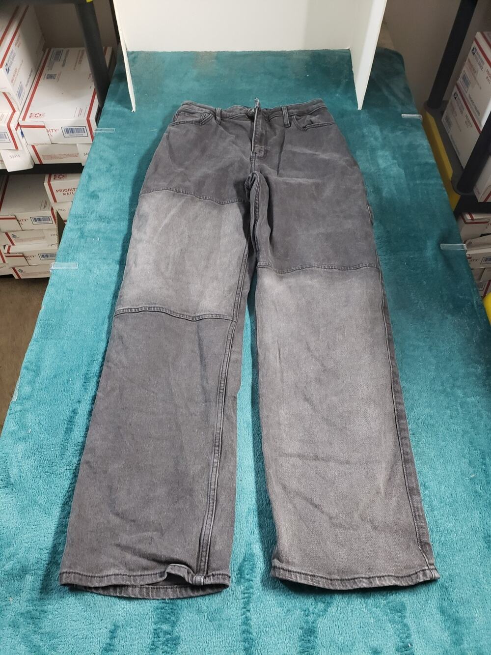 Hollister Jeans Size 5 Womens Black Pants Stretch Denim Wide Leg High Rise Dad